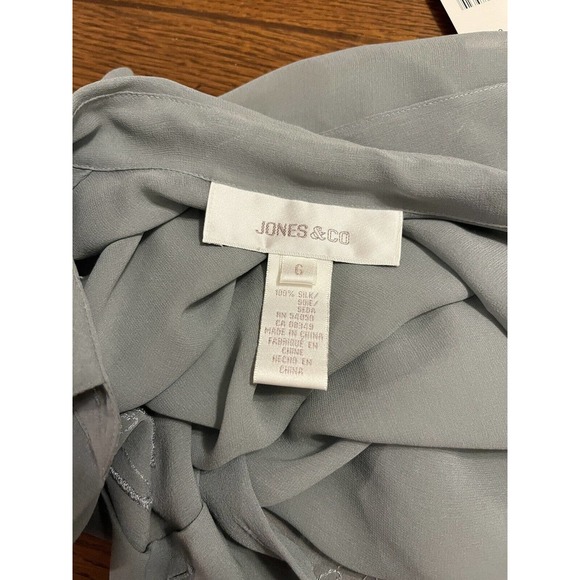 Jones & Co 100% Silk Slate Embroidered Tahiti Sleeveless Blouse Sz 6 New NWT - Picture 8 of 8